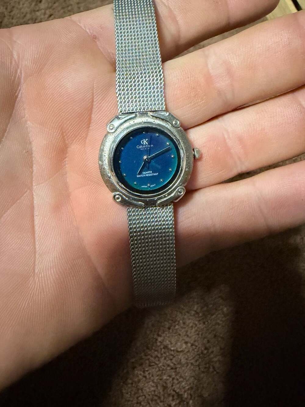 Calvin Klein ck 1904 Vintage Quartz Watch Blue Dial Mesh Strap